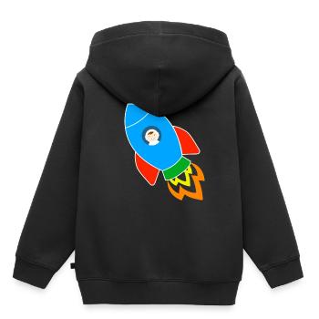Rocket with astronaut - Kids Premium Organic Hoodie - black - Back - AI Model Kid Male (0cm)
