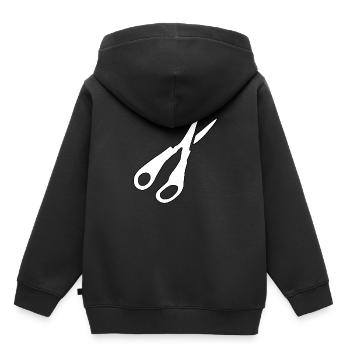 Schere Silhouette - Kinder Premium Organic Hoodie - Schwarz - Hinten - AI Model Kid Male (0cm)