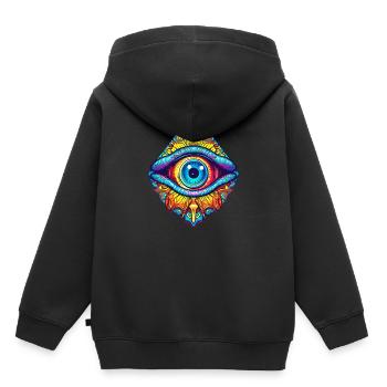 Protection oculaire omnisciente symbole mysticisme occulte - Sweat Premium à capuche enfant bio - noir - Dos - AI Model Kid Male (0cm)