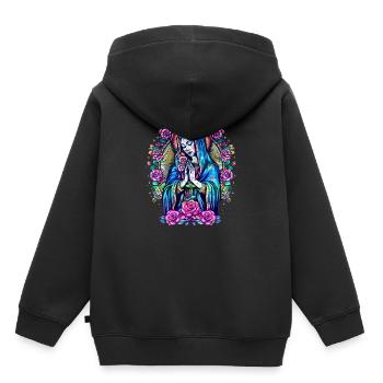 Prier Sainte Marie Roses Religion Christianisme - Sweat Premium à capuche enfant bio - noir - Dos - AI Model Kid Male (0cm)