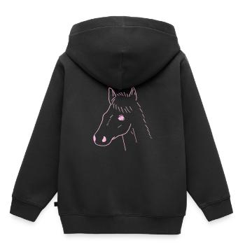 Pferd Zeichnung - Kinder Premium Organic Hoodie - Schwarz - Hinten - AI Model Kid Male (0cm)