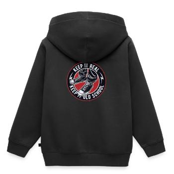Keep It Keep Real It Old School Vintage - Sweat Premium à capuche enfant bio - noir - Dos - AI Model Kid Male (0cm)
