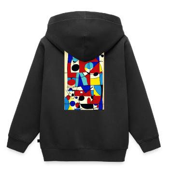 Art abstrait - Sweat Premium à capuche enfant bio - noir - Dos - AI Model Kid Male (0cm)