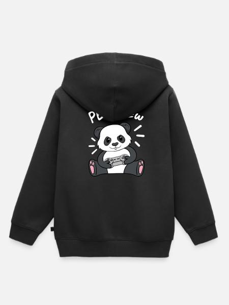 Pew Pew Panda - Kinder Premium Organic Hoodie - Schwarz