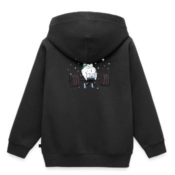 Licorne Soulèvement croisé - Sweat Premium à capuche enfant bio - noir - Dos - AI Model Kid Male (0cm)
