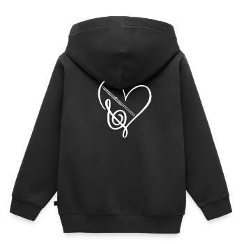 Love Clef Flutes Joueur Flûte Flûte - Sweat Premium à capuche enfant bio - noir - Dos - AI Model Kid Male (0cm)