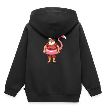 Santa Claus Flamingo Pneus flottants - Sweat Premium à capuche enfant bio - noir - Dos - AI Model Kid Male (0cm)