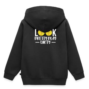 Look Pretty Play Dirty Softball Shirt Cadeau - Sweat Premium à capuche enfant bio - noir - Dos - AI Model Kid Male (0cm)
