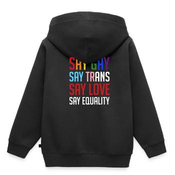 Say Gay Say Trans Say Love Say Equality - Kids Premium Organic Hoodie - black - Back - AI Model Kid Male (0cm)