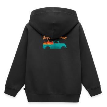 Happy Harvest Ernte Kürbis Shirt Herbst - Kinder Premium Organic Hoodie - Schwarz - Hinten - AI Model Kid Male (0cm)