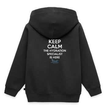 Restez calme Le spécialiste de l’hydratation est là - Sweat Premium à capuche enfant bio - noir - Dos - AI Model Kid Male (0cm)