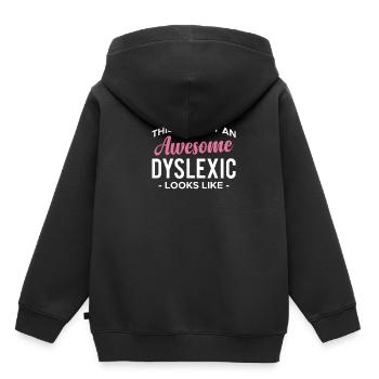 This Is What An Awesome Dyslexic Looks Like - Kinder Premium Organic Hoodie - Schwarz - Hinten - AI Model Kid Male (0cm)