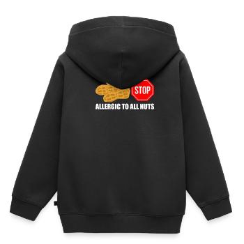 Allergique à toutes les noix Chemise allergique aux noix - Sweat Premium à capuche enfant bio - noir - Dos - AI Model Kid Male (0cm)