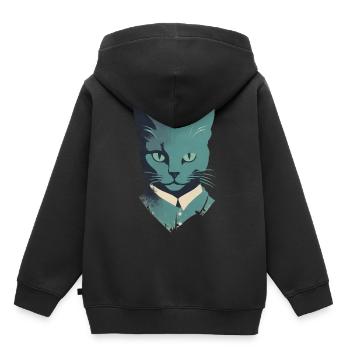 Eleganter Katzenanzug: Blaue Feline Kunst - Kinder Premium Organic Hoodie - Schwarz - Hinten - AI Model Kid Male (0cm)