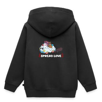 1 Spread Love copy - Kinder Premium Organic Hoodie - Schwarz - Hinten - AI Model Kid Male (0cm)