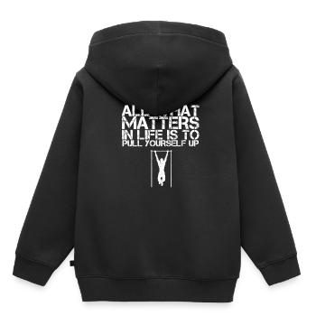 Calisthenics Bar Street Workout Muscle Up Geschenk - Kinder Premium Organic Hoodie - Schwarz - Hinten - AI Model Kid Male (0cm)