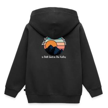 Le Dieu La Montagne Dans Dieu Toujours Dans La Vallée - Sweat Premium à capuche enfant bio - noir - Dos - AI Model Kid Male (0cm)