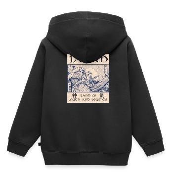 Japon Histoire démon tsunami - Sweat Premium à capuche enfant bio - noir - Dos - AI Model Kid Male (0cm)