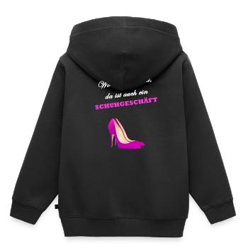 Shopping Queen - Sweat Premium à capuche enfant bio - noir - Dos - AI Model Kid Male (0cm)