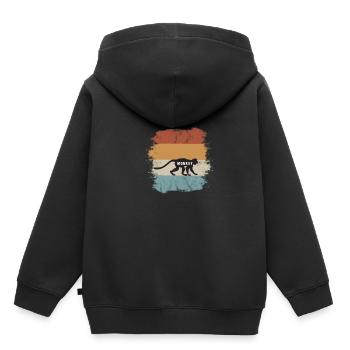 Singe rétro vintage safari afrique - Sweat Premium à capuche enfant bio - noir - Dos - AI Model Kid Male (0cm)