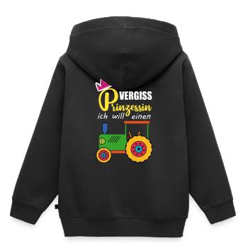 Vergiss Prinzessin - ich will Traktor fahren - Kinder Premium Organic Hoodie - Schwarz - Hinten - AI Model Kid Male (0cm)