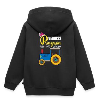 Keine Prinzessin - ich will Traktor fahren - Kinder Premium Organic Hoodie - Schwarz - Hinten - AI Model Kid Male (0cm)