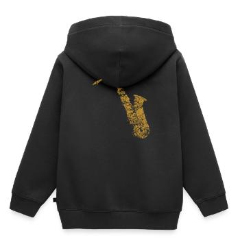 Saxofon Saxophone golden distressed - Kinder Premium Organic Hoodie - Schwarz - Hinten - AI Model Kid Male (0cm)