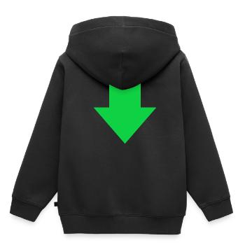 Pfeil nach unten Richtung grün Pfeilspitze - Kinder Premium Organic Hoodie - Schwarz - Hinten - AI Model Kid Male (0cm)