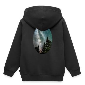 Milky Way between the spruce trees in the forest - Kids Premium Organic Hoodie - black - Back - AI Model Kid Male (0cm)