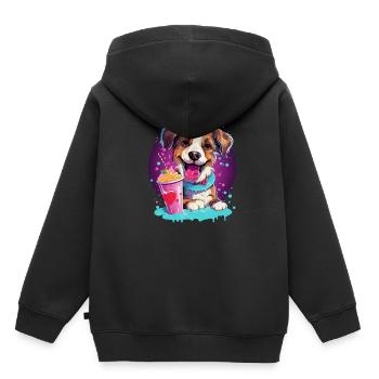 Dog drinks milkshake - Kids Premium Organic Hoodie - black - Back - AI Model Kid Male (0cm)