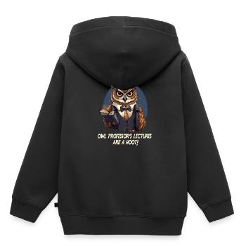 Enseignant hibou avec dire école - Sweat Premium à capuche enfant bio - noir - Dos - AI Model Kid Male (0cm)