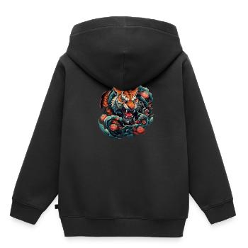 Tattoo Traditioneller asiatischer Tiger - Kinder Premium Organic Hoodie - Schwarz - Hinten - AI Model Kid Male (0cm)