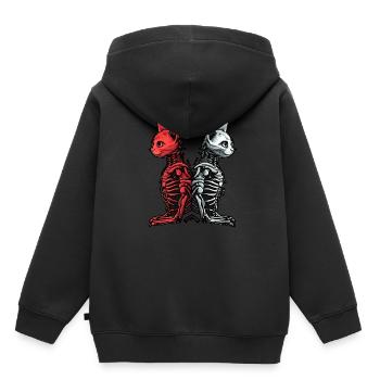 Goth Ying Yang Chat Alchimie Squelette Chat - Sweat Premium à capuche enfant bio - noir - Dos - AI Model Kid Male (0cm)