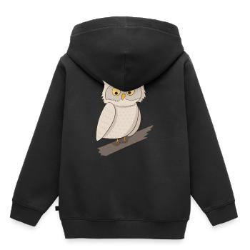 Eule Uhu Kauz - Kinder Premium Organic Hoodie - Schwarz - Hinten - AI Model Kid Male (0cm)