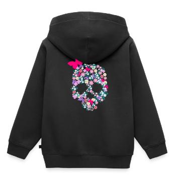 Skulline Skull Totenkopf mit Blumen Schmetterling - Kinder Premium Organic Hoodie - Schwarz - Hinten - AI Model Kid Male (0cm)
