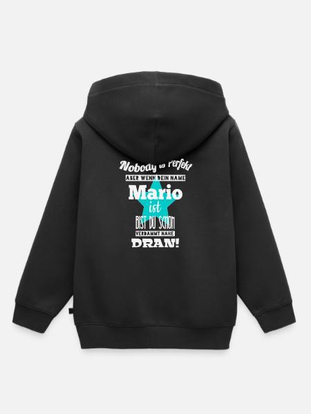Nom des hommes de Mario cadeaux cool prénoms - Sweat Premium à capuche enfant bio - noir