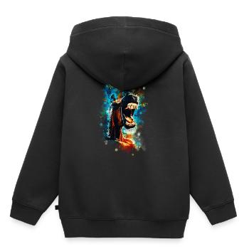 Cheval hilarant grande bouche eau éclaboussures - Sweat Premium à capuche enfant bio - noir - Dos - AI Model Kid Male (0cm)