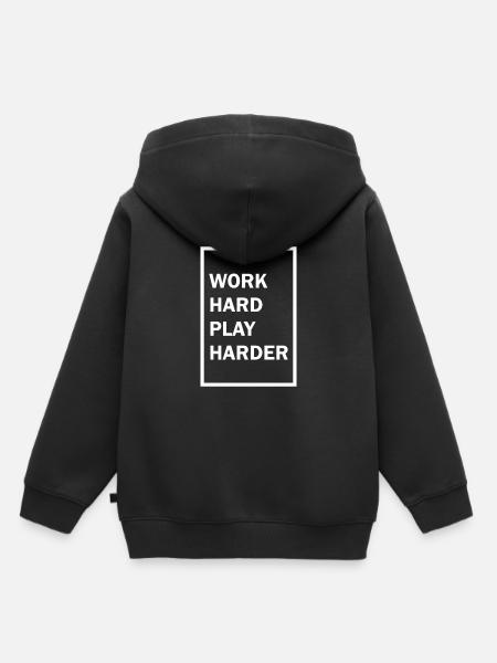 Work Hard Play Harder - Kids Premium Organic Hoodie - black
