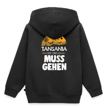 Tansania - Kinder Premium Organic Hoodie - Schwarz - Hinten - AI Model Kid Male (0cm)
