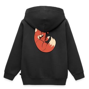 Fox Cuddle ami ou petite amie cadeau - Sweat Premium à capuche enfant bio - noir - Dos - AI Model Kid Male (0cm)