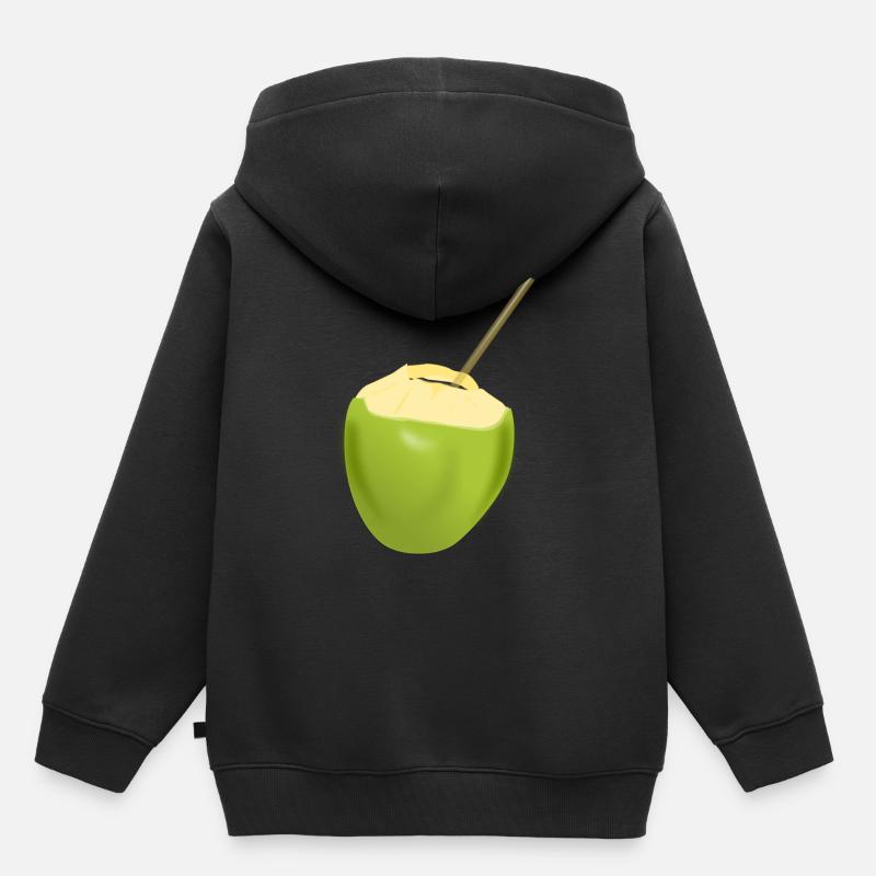 lait de coco - Sweat Premium à capuche enfant bio - noir