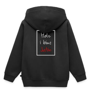 justin kevin i bims auréole beau mot prénom nom - Sweat Premium à capuche enfant bio - noir - Dos - AI Model Kid Male (0cm)
