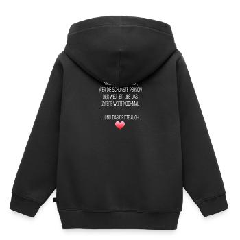 Lustiger Spruch - Kinder Premium Organic Hoodie - Schwarz - Hinten - AI Model Kid Male (0cm)