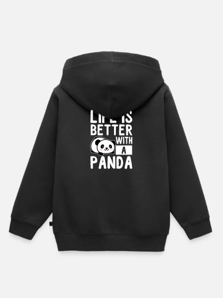 Panda - Kinder Premium Organic Hoodie - Schwarz
