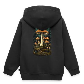 Vintage Mushrooms Design Retro Forest Magic Mushroom Picker - Kids Premium Organic Hoodie - black - Back - AI Model Kid Male (0cm)