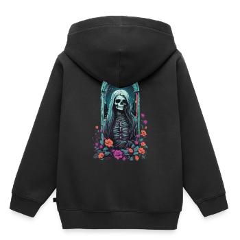 Gothique Pastel squelette Dame victorien Halloween - Sweat Premium à capuche enfant bio - noir - Dos - AI Model Kid Male (0cm)