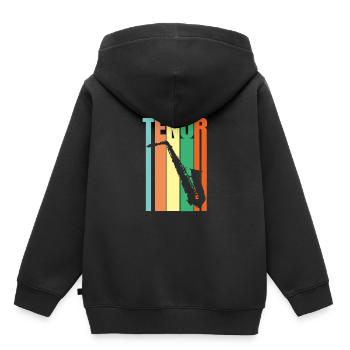 Cadeau Saxophoniste Saxophone Tenor Shirt - Sweat Premium à capuche enfant bio - noir - Dos - AI Model Kid Male (0cm)