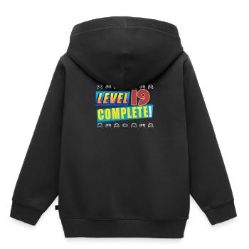 Level 19 Complete! - 19th Unlocked Birthday Gift - Kids Premium Organic Hoodie - black - Back - AI Model Kid Male (0cm)