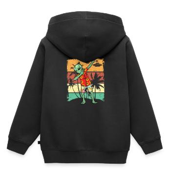 Dabbing Alien Retro Beach Geschenk Design Idee - Kinder Premium Organic Hoodie - Schwarz - Hinten - AI Model Kid Male (0cm)