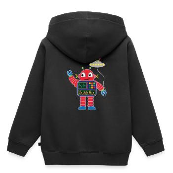 Petit robot rouge avec vaisseau spatial - Sweat Premium à capuche enfant bio - noir - Dos - AI Model Kid Male (0cm)